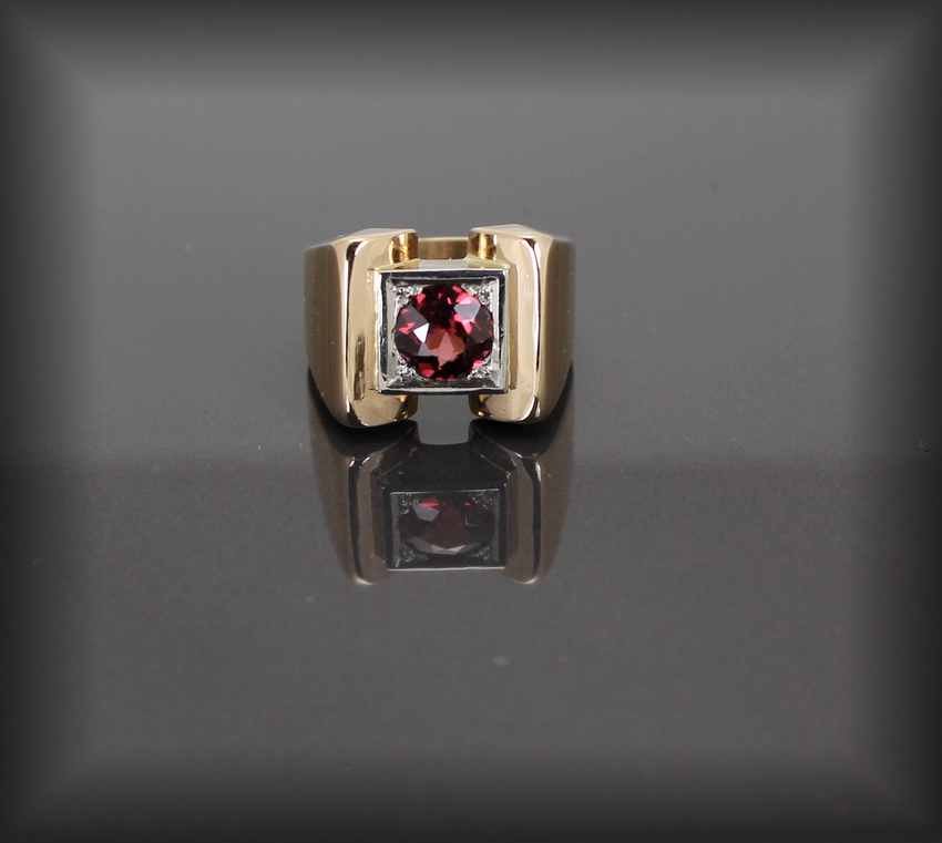 Bague Tank Or Et Grenat-photo-2