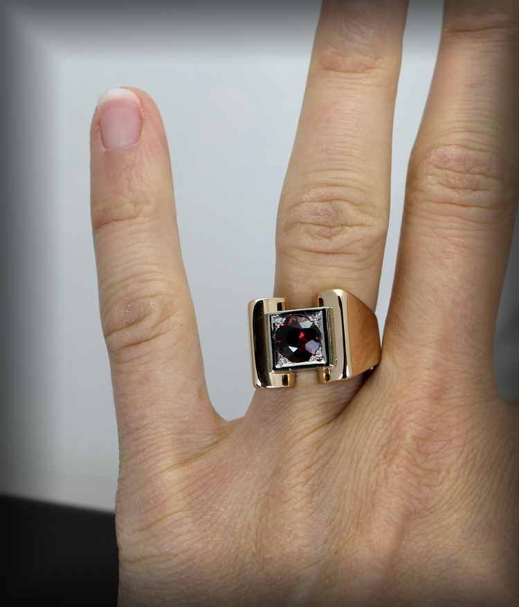 Bague Tank Or Et Grenat-photo-4