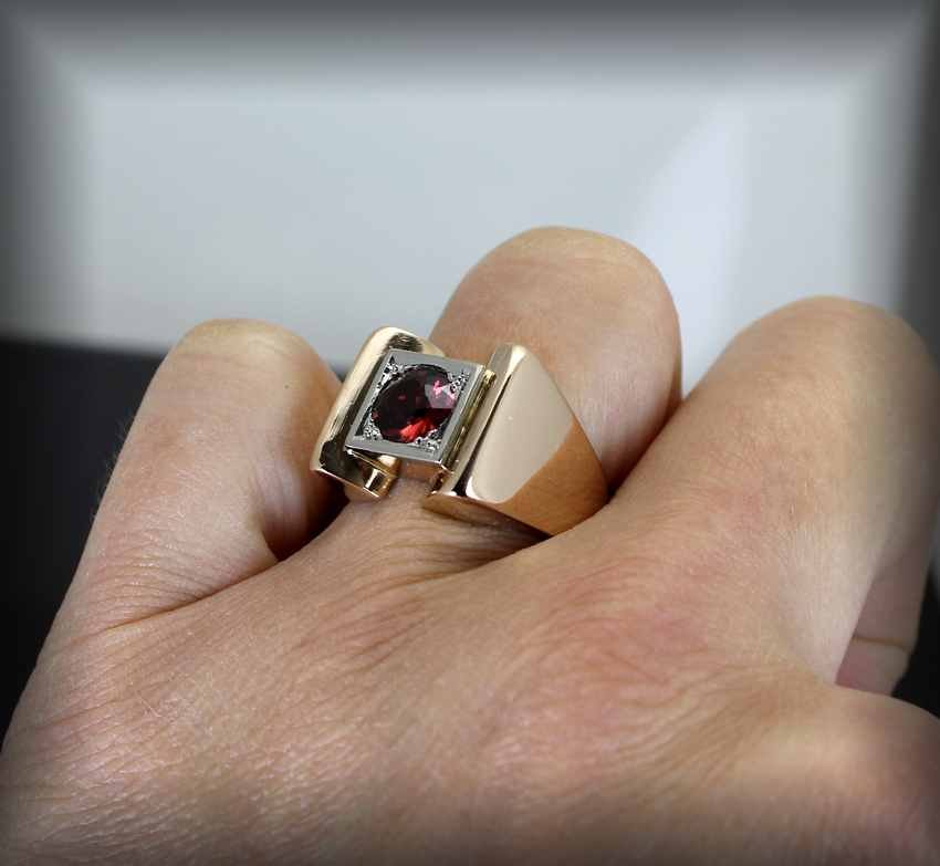 Bague Tank Or Et Grenat-photo-6