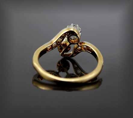 Bague Or- Platine-diamants Et Perle De Culture Art Nouveau-photo-4