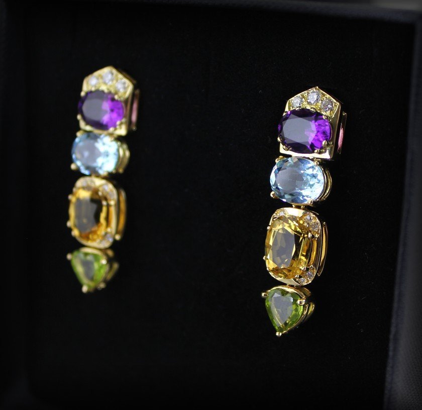Boucles d'Oreille Or-diamants- Pierres Fines-photo-3