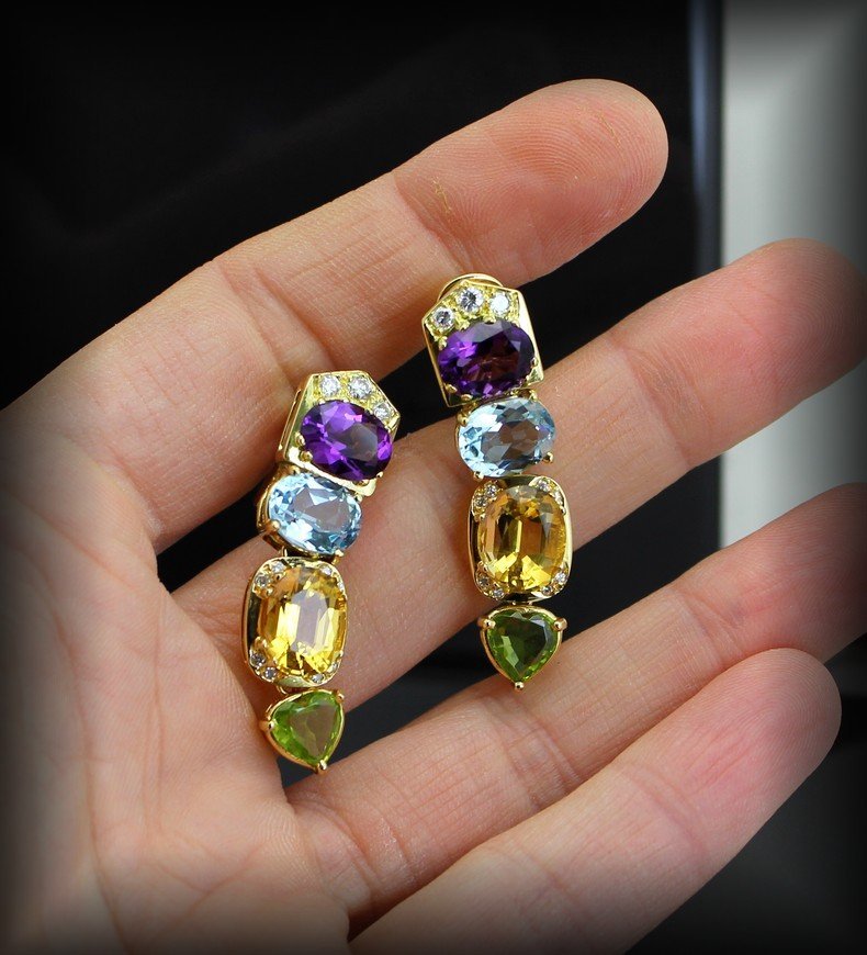 Boucles d'Oreille Or-diamants- Pierres Fines-photo-4