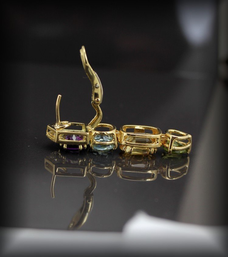 Boucles d'Oreille Or-diamants- Pierres Fines-photo-1