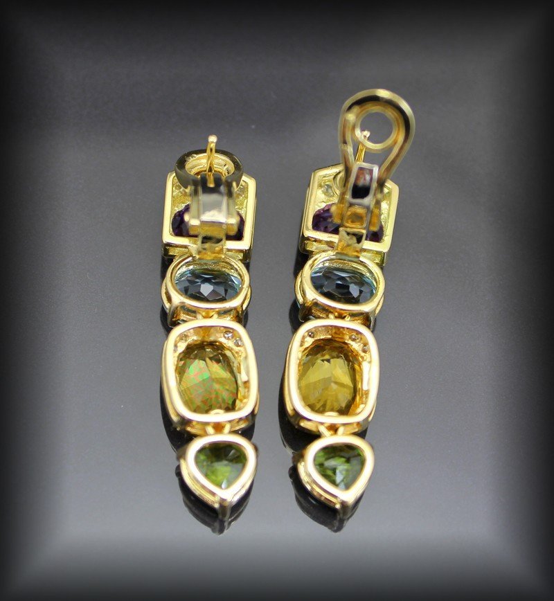 Boucles d'Oreille Or-diamants- Pierres Fines-photo-3