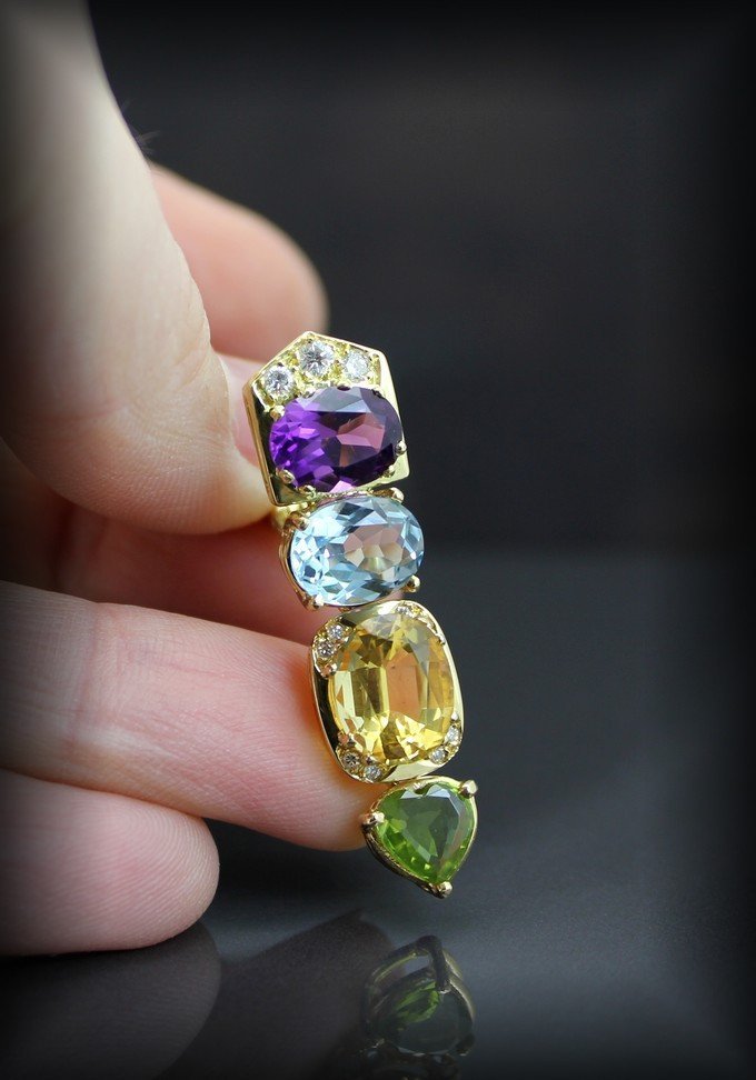 Boucles d'Oreille Or-diamants- Pierres Fines-photo-4