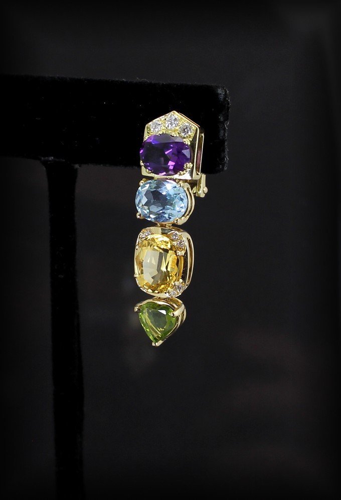 Boucles d'Oreille Or-diamants- Pierres Fines-photo-5