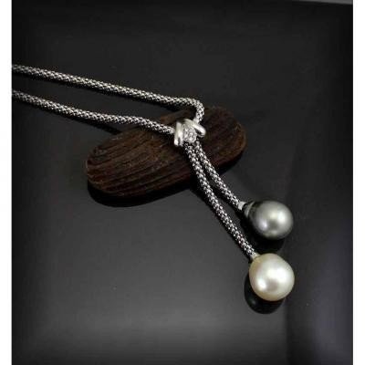 Collier Or -Importante Perle De Tahiti Et Mers Du Sud- (15 mm x12 mm)