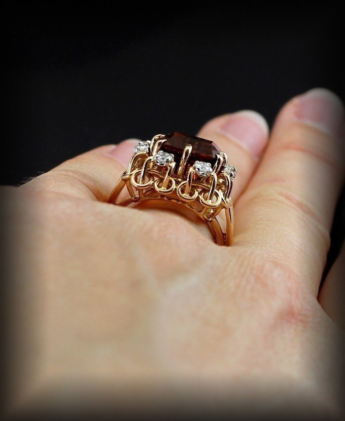 Bague Or -citrine Et Diamants-photo-3