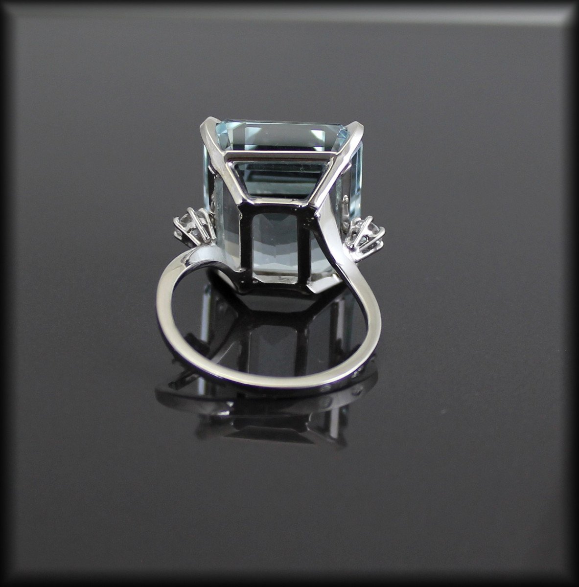 Bague Or , Aigue Marine Et Diamants-photo-3