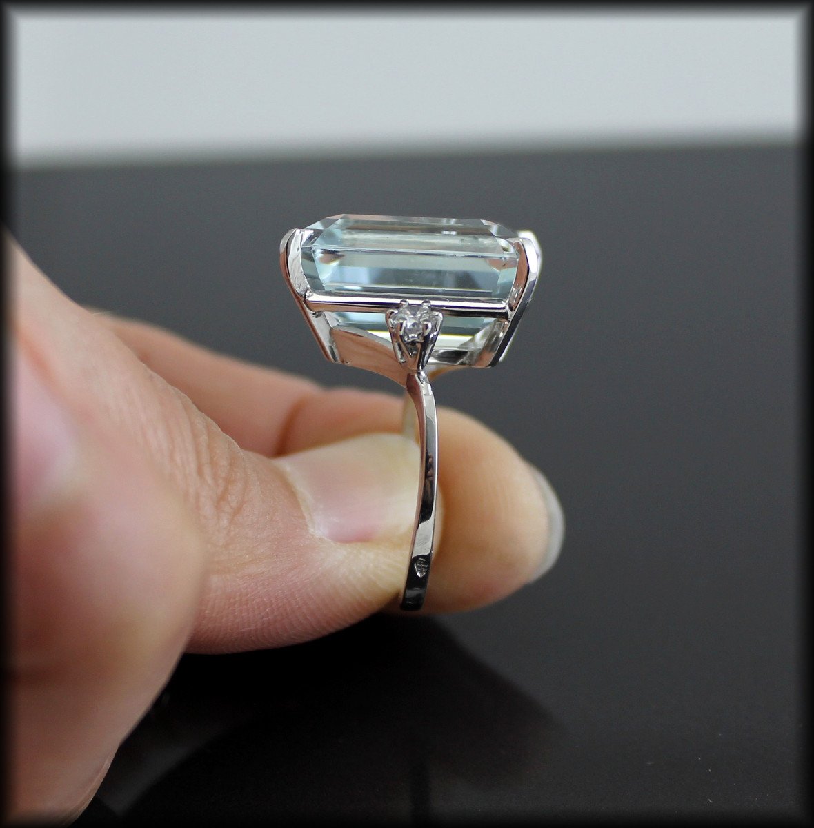 Bague Or , Aigue Marine Et Diamants-photo-5