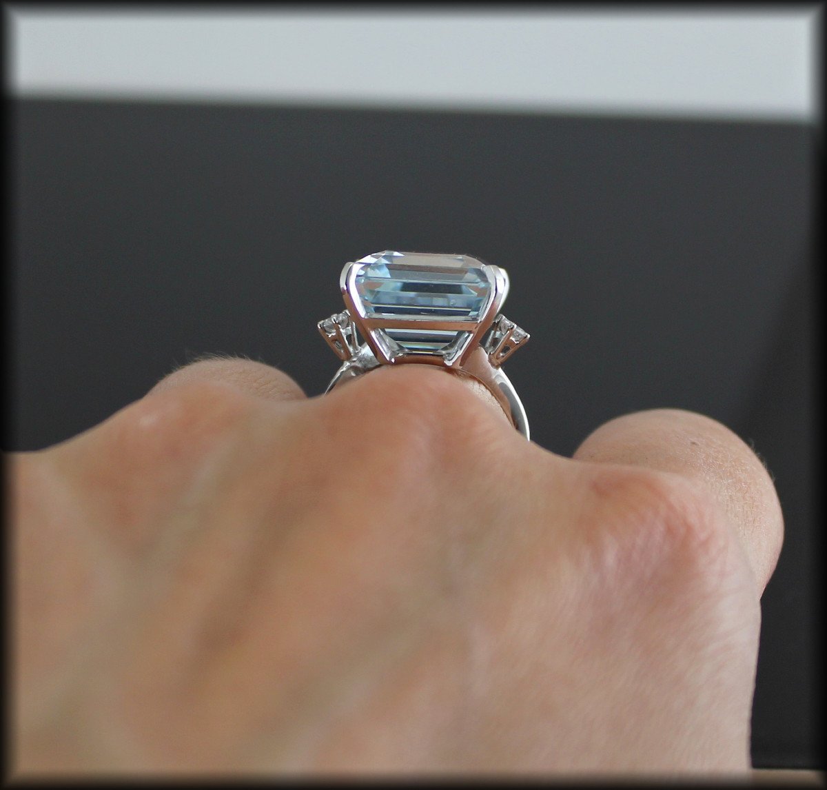 Bague Or , Aigue Marine Et Diamants-photo-8