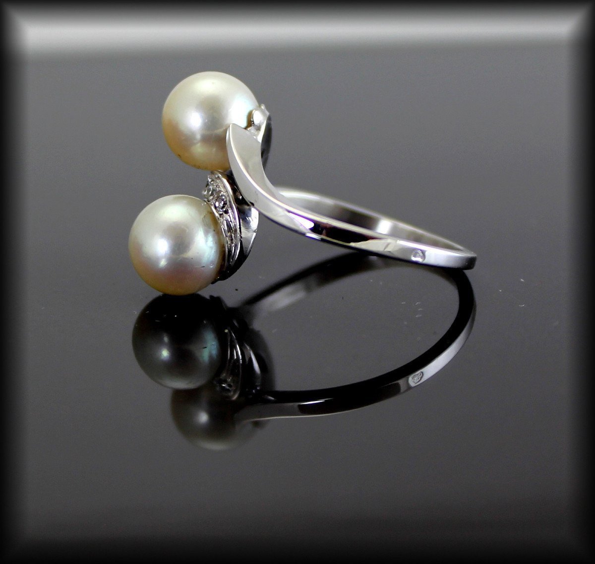 Bague Or, Perle de Culture Et Diamants-photo-4