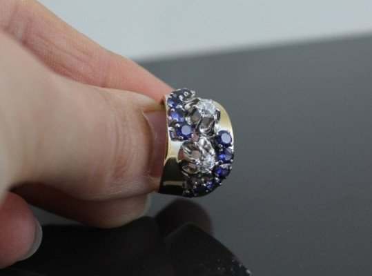 Bague Or , Saphirs Et Diamants-photo-3