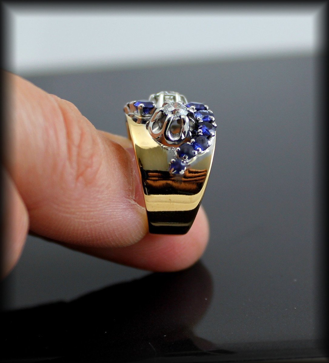 Bague Or , Saphirs Et Diamants-photo-4