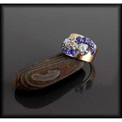 Bague Or , Saphirs Et Diamants-photo-5
