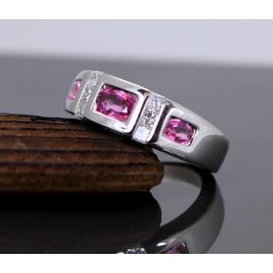 Bague Or , Saphir Rose Et Diamants