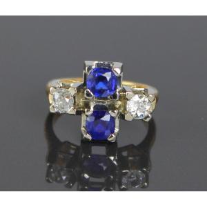 Gold, Sapphire And Diamond Ring