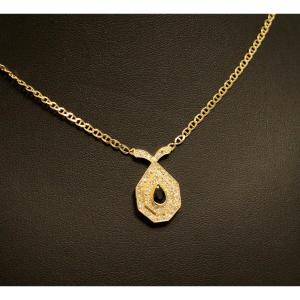 Yellow Gold Sapphire And Diamond Necklace