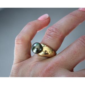 Gold And Tahitian Pearl Ring