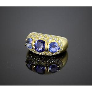 Gold, Sapphire And Diamond Ring