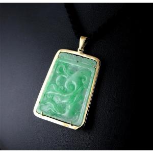 Pendentif or et Jade