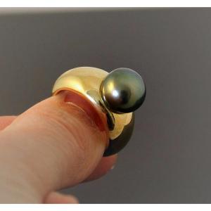 Gold Ring, 10.5 Mm Tahitian Pearl
