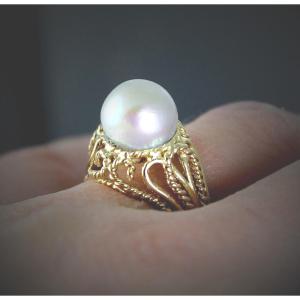 Bague or et perle de culture