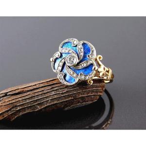 Gold, Enamel And Diamond Ring