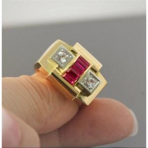 Gold Tank Ring, Platinum And Gold