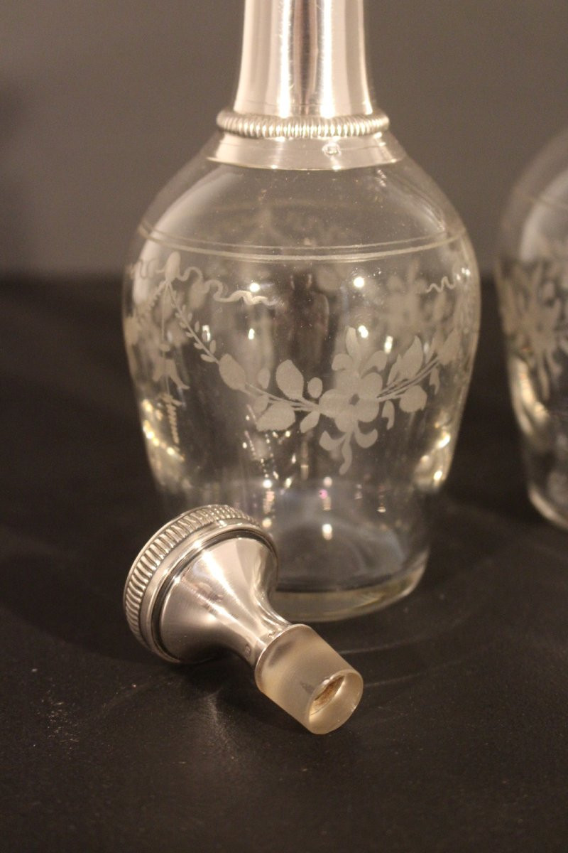  Paire de flacons argent/ cristal-photo-2