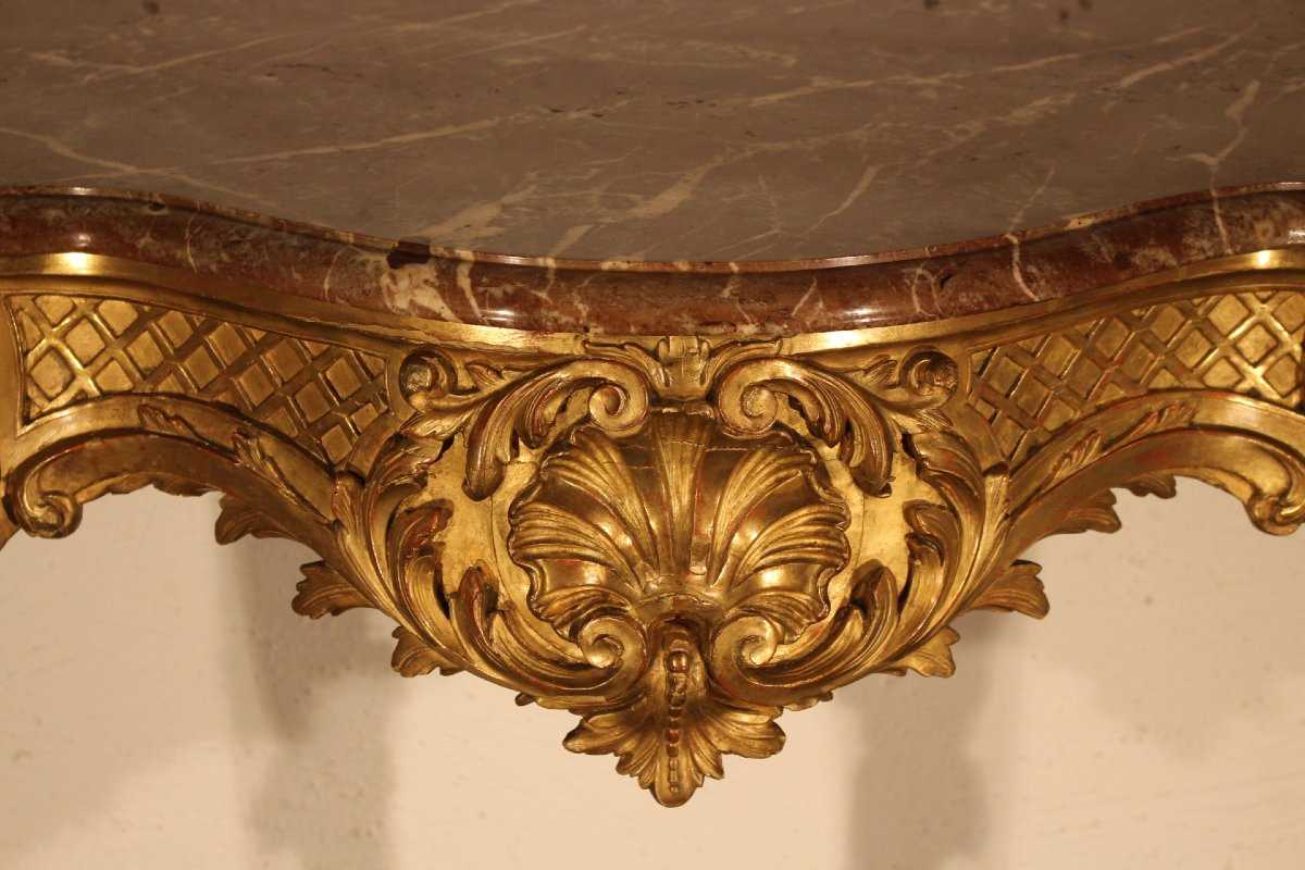 Regency Console In Gilded Wood-photo-2