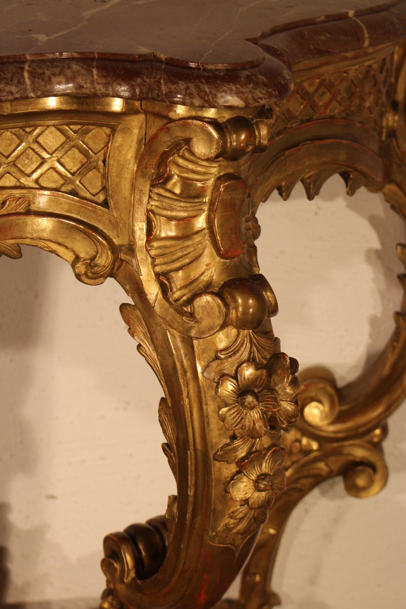 Regency Console In Gilded Wood-photo-4