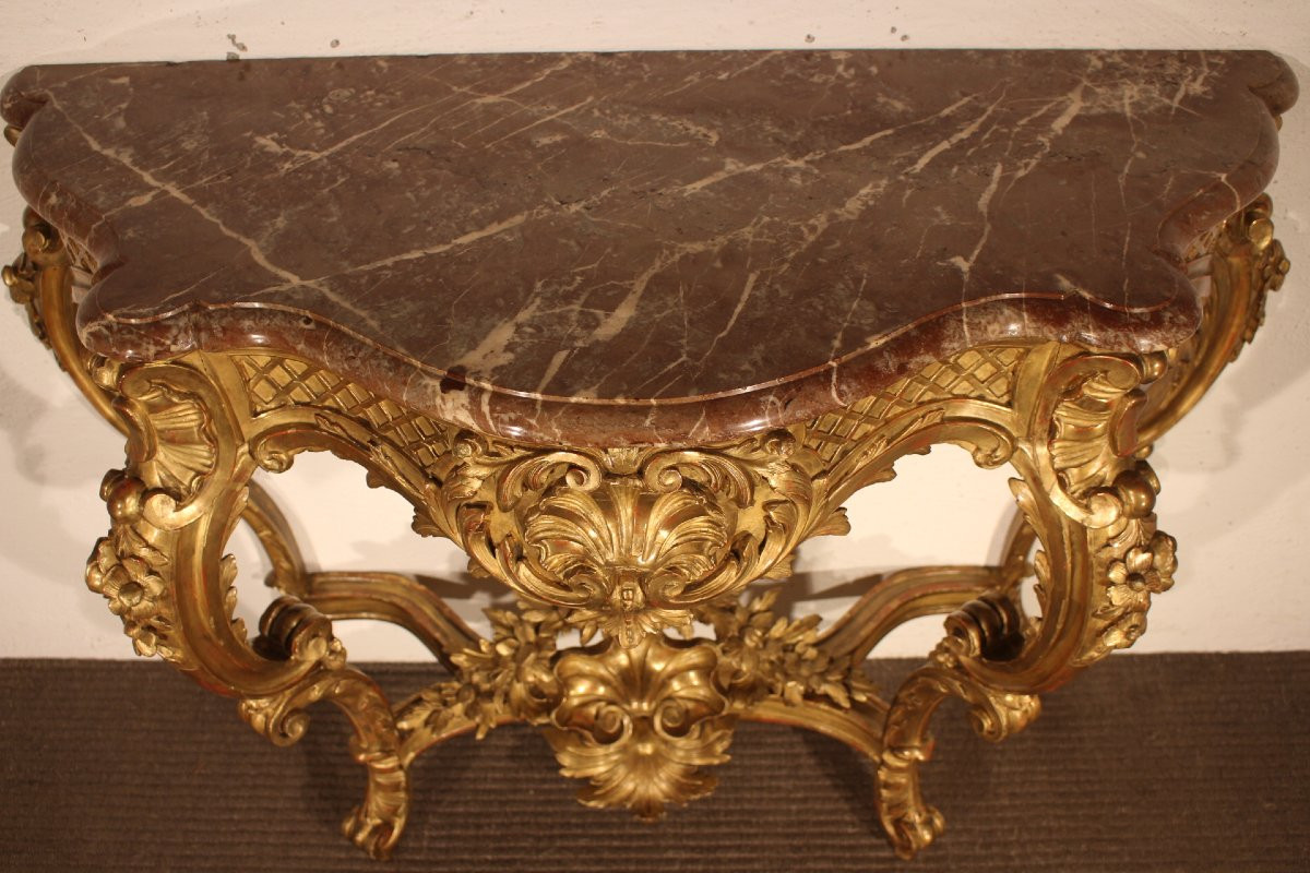 Regency Console In Gilded Wood-photo-1