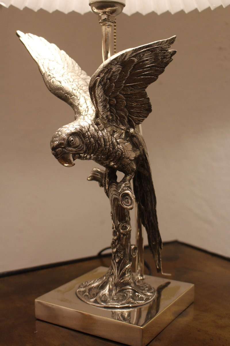 Silver Metal Parrot Lamp-photo-2