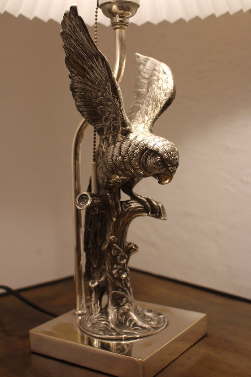 Silver Metal Parrot Lamp-photo-3