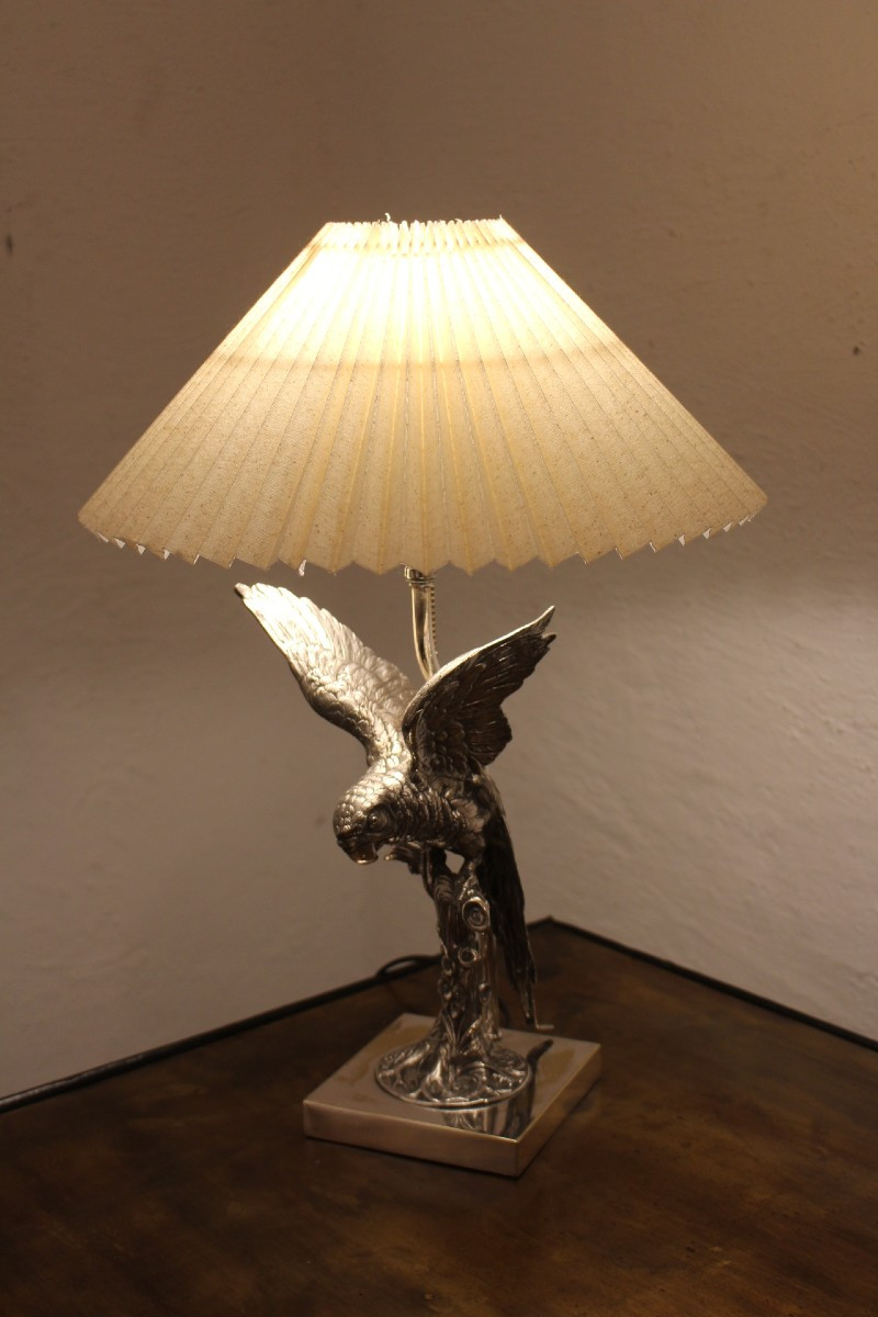 Silver Metal Parrot Lamp