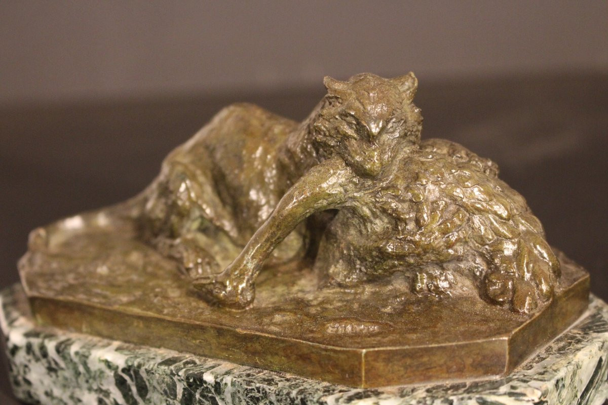 Bronze Lioness And Ostrich-photo-2