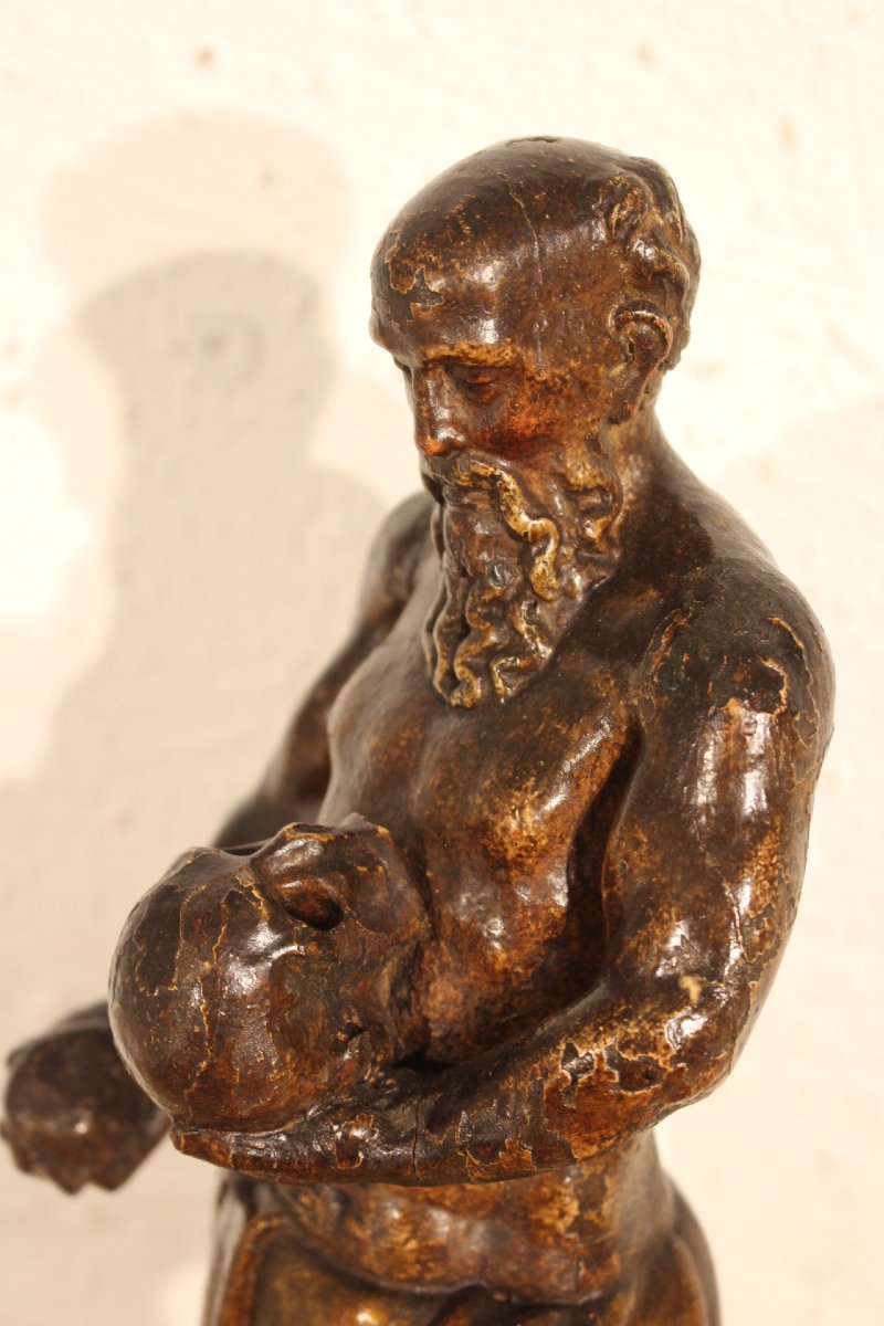 Sculpture en bois polychrome 18e siècle-photo-4
