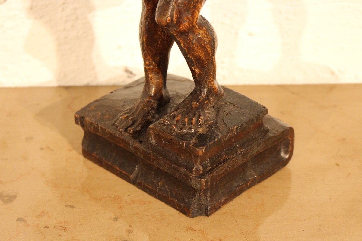 Sculpture en bois polychrome 18e siècle-photo-1