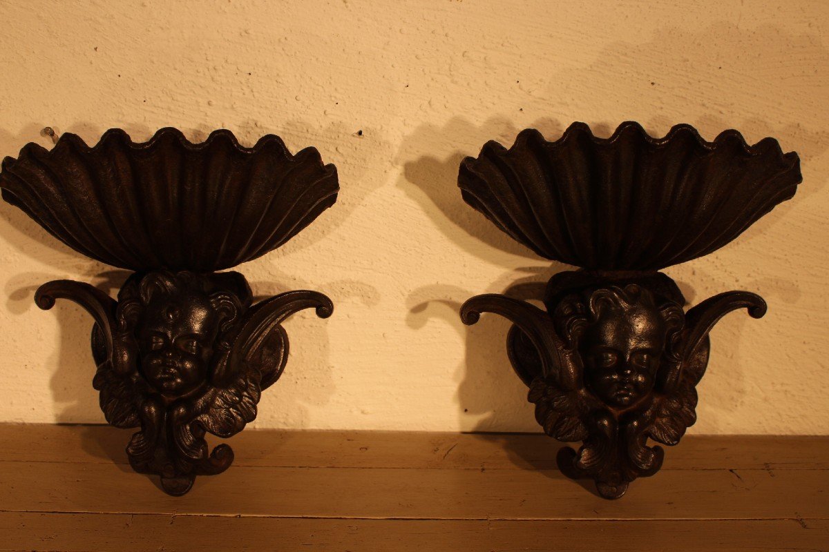 Pair Of Cast Iron Stoups.