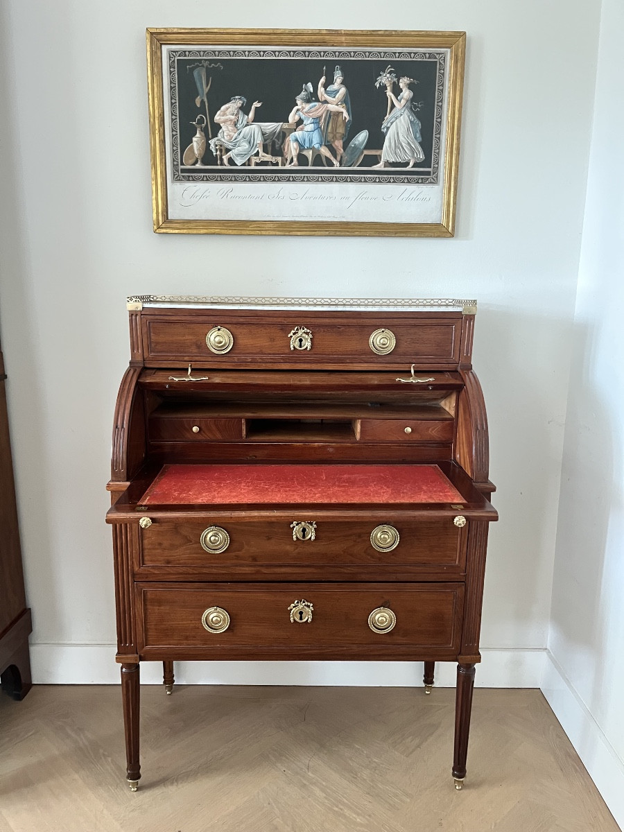 Louis XVI Period Scriban Chest Of Drawers With Tiers-photo-2