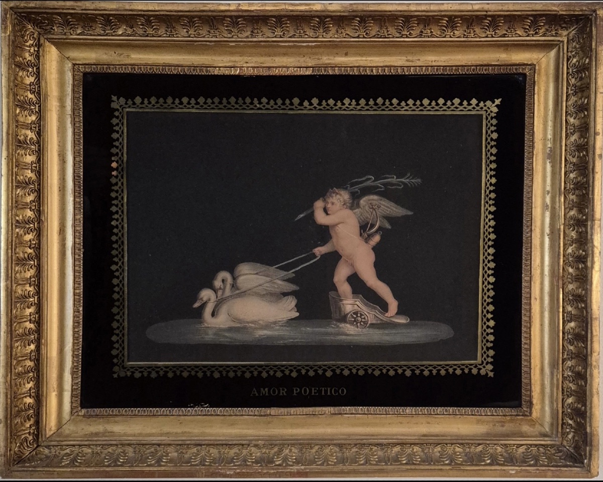 Paire de gravures en couleur l’Amor poetico et l’Amor volubile-photo-2