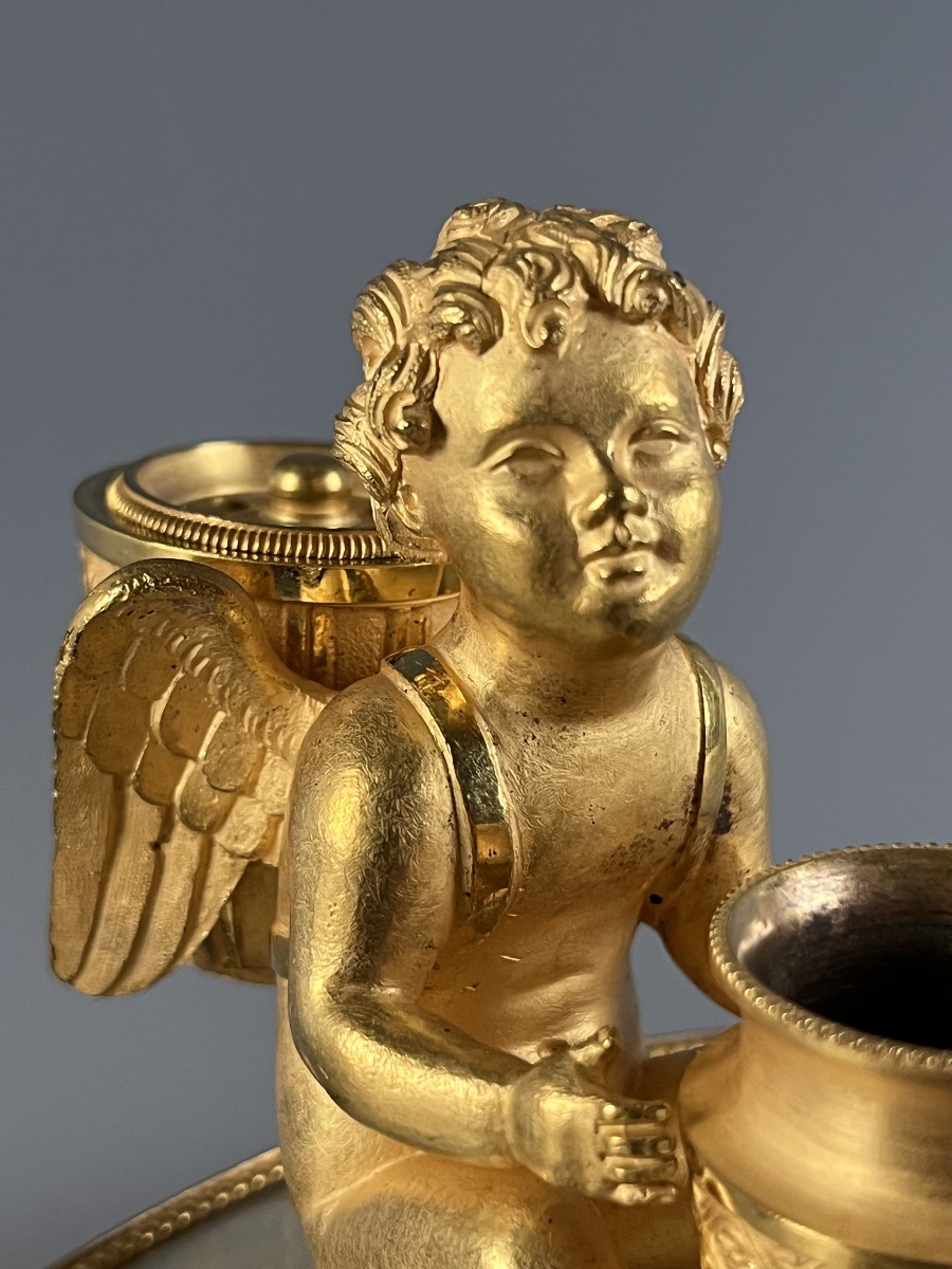 Inkwell With A Seated Putto-photo-3