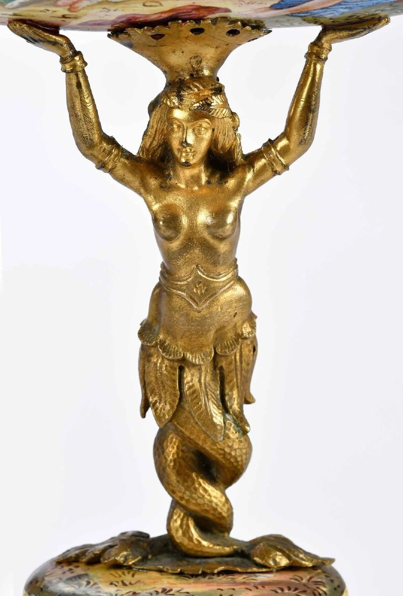 Bronze And Enamel Sailing Ship (nef), Vienna, 19th Century-photo-3