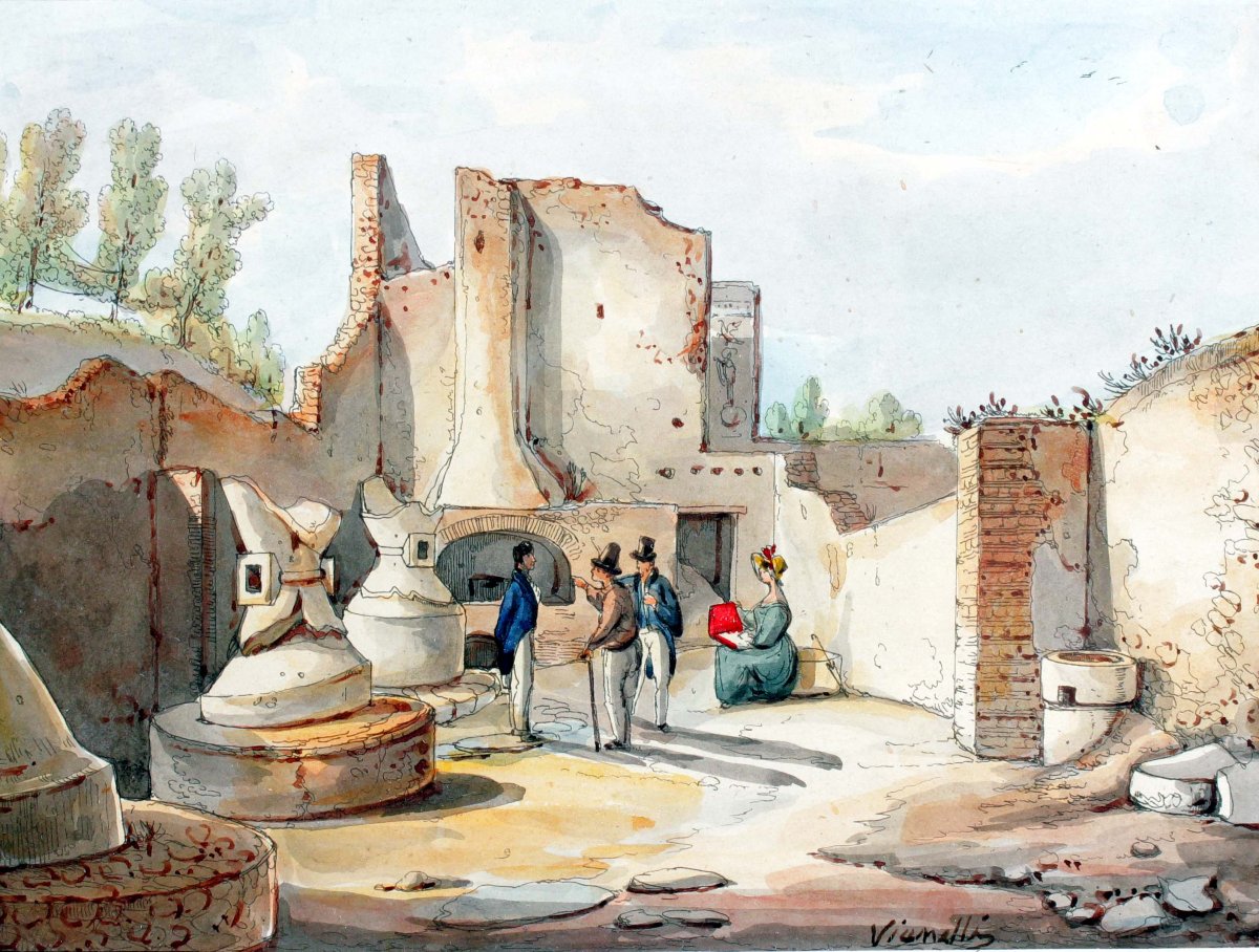 Aquarelle sur papier 14 x 20 cm - Signée Achille Vianelli (1803 - 1894)-photo-2