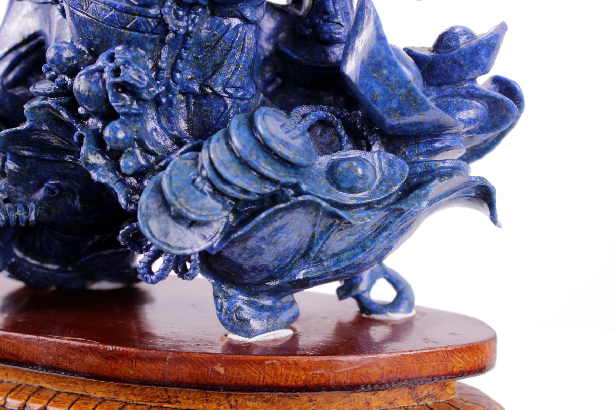 Sculpture en lapis-lazuli « Bouddha avec des enfants », Chine, première moitié du XXe siècle-photo-2