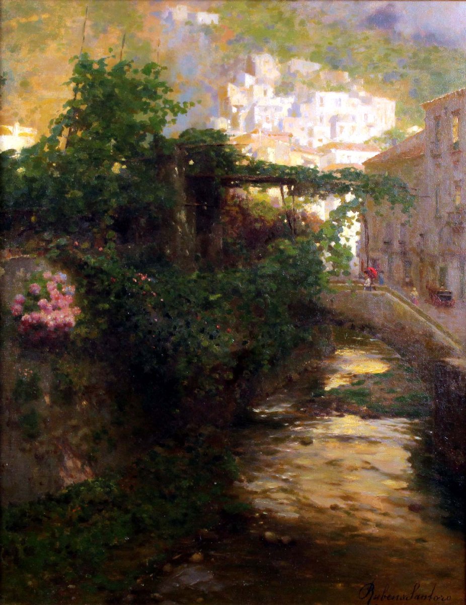 Huile sur toile 56 x 44,5. Signé Rubens Santoro (1859 - 1941)-photo-2