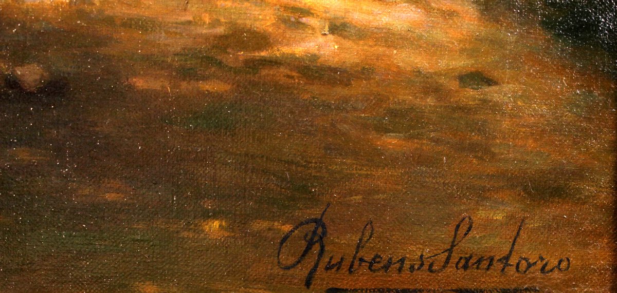 Huile sur toile 56 x 44,5. Signé Rubens Santoro (1859 - 1941)-photo-1