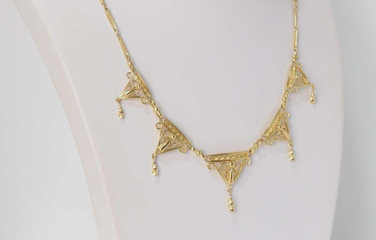 Collier Draperie Ancien  En Or Jaune -photo-4