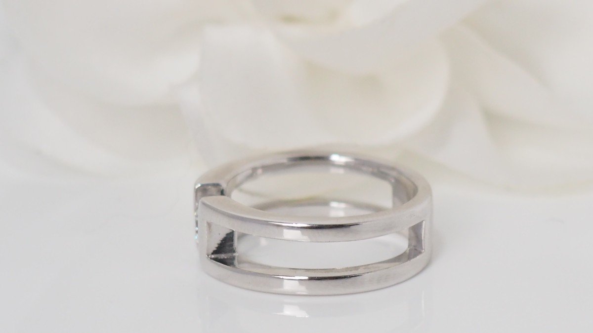 Bague En Or Blanc Et Diamant-photo-2